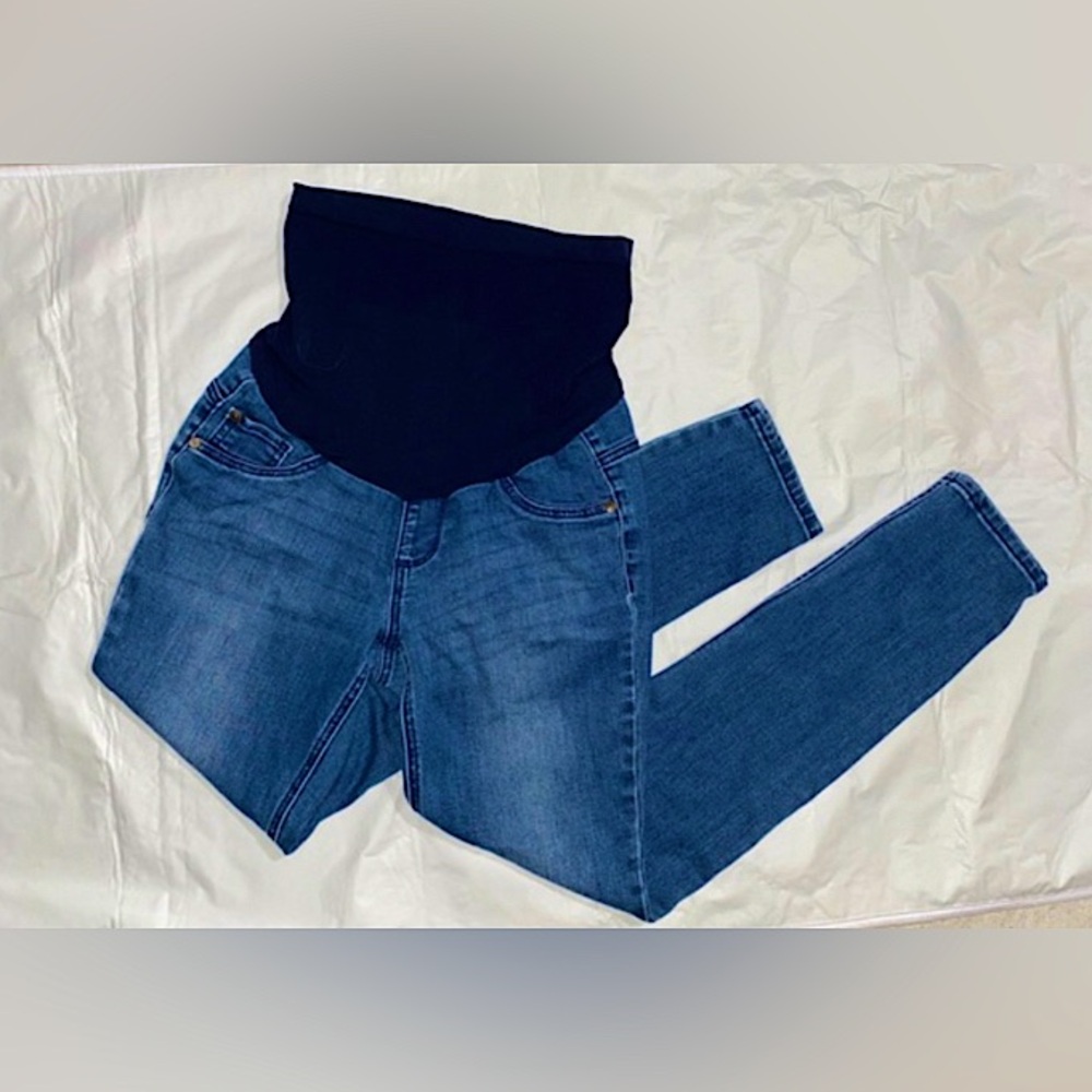 Indigo blue maternity jeans (small, petite)